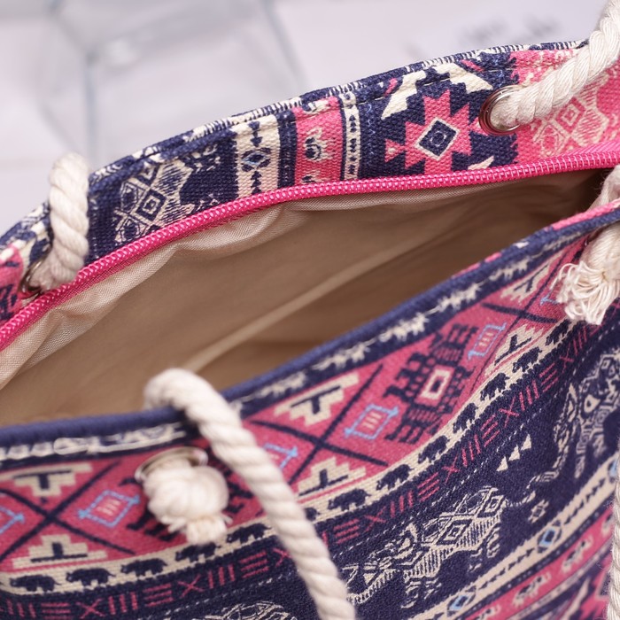 Сумка детская на молнии "Слоны", 1 отдел, с кошельком, цвет розовый/синий