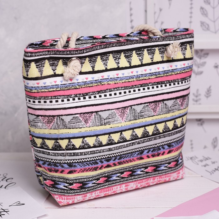 Сумка детская на молнии "Орнамент", 1 отдел, с кошельком, цвет малиновый/жёлтый