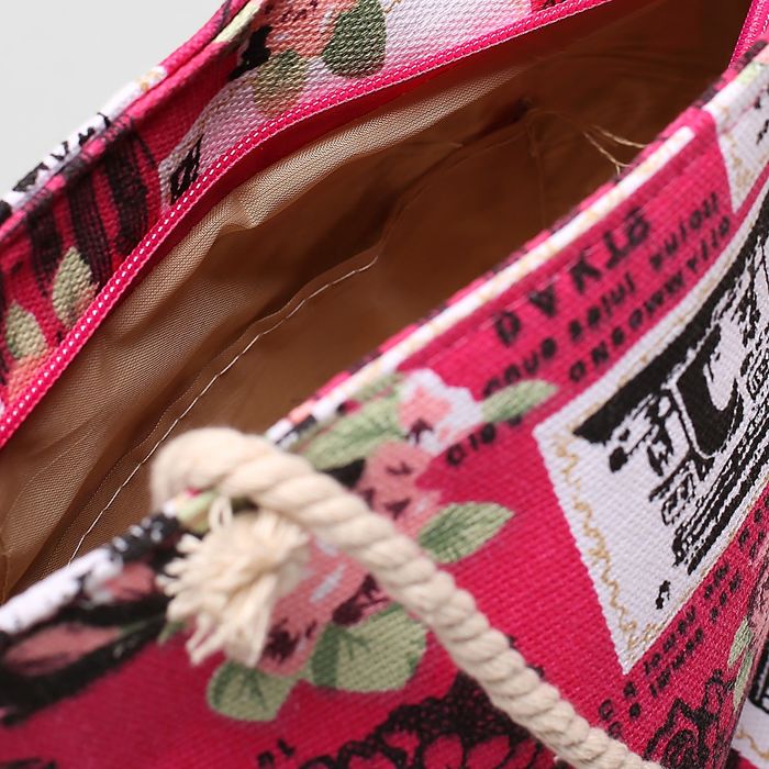 Сумка детская на молнии "Города", 1 отдел, с кошельком, цвет малиновый