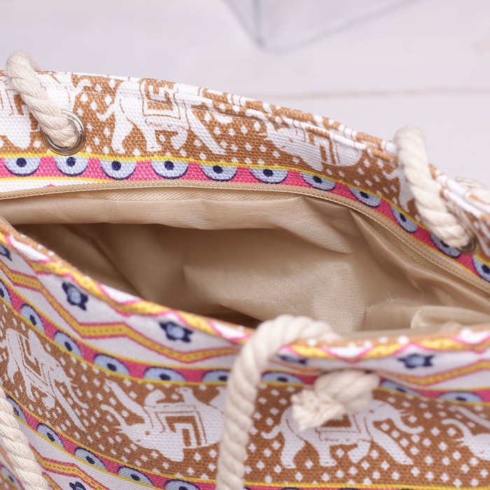 Сумка детская на молнии "Слоны", 1 отдел, с кошельком, цвет коричневый