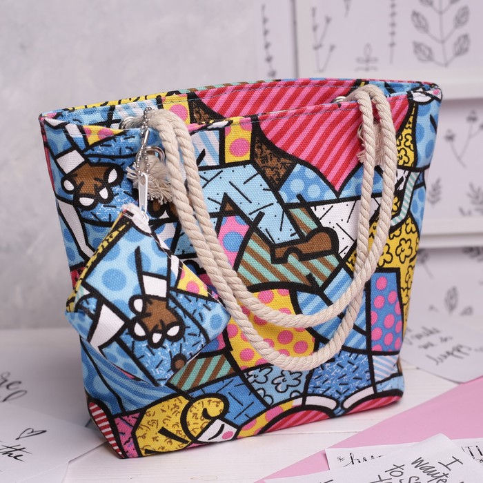 Сумка детская, на молнии "Абстракция", 1 отдел, с кошельком, цвет малиновый