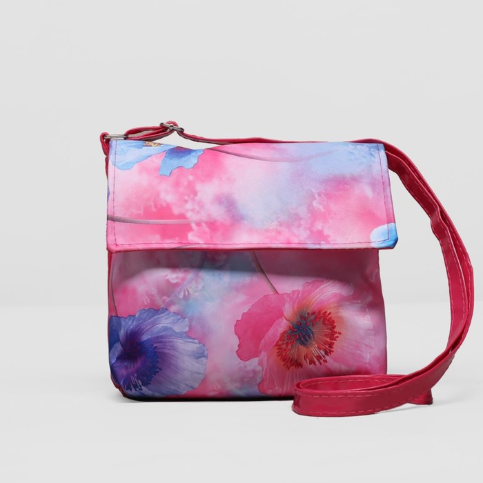 Сумка детская на молнии "Маки", 1 отдел, цвет розовый