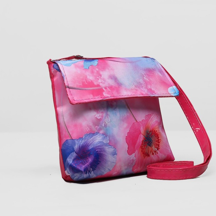 Сумка детская на молнии "Маки", 1 отдел, цвет розовый