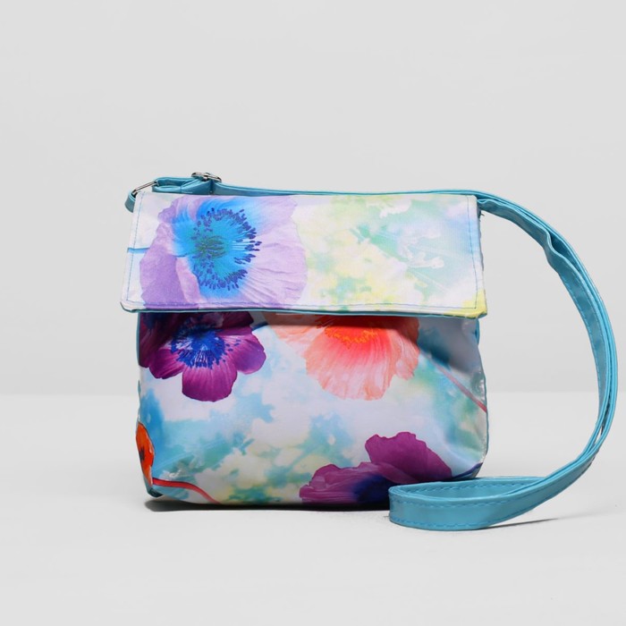 Сумка детская на молнии "Маки", 1 отдел, цвет голубой