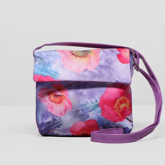 Сумка детская на молнии "Маки", 1 отдел, цвет сиреневый