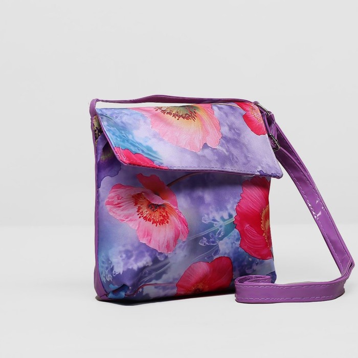 Сумка детская на молнии "Маки", 1 отдел, цвет сиреневый