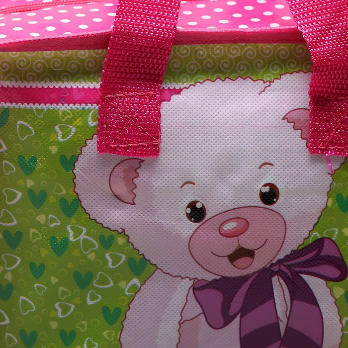 Сумка детская на молнии "Мишка", 1 отдел, цвет малиновый