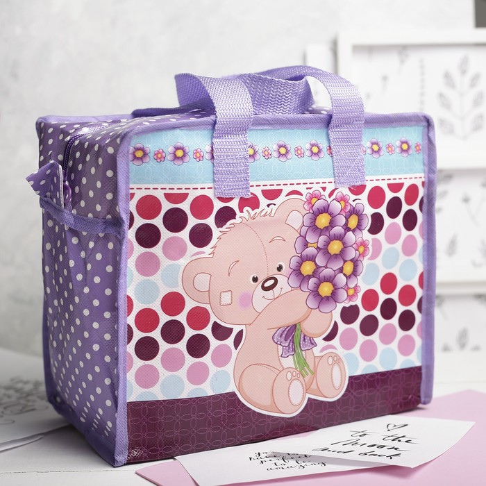 Сумка детская на молнии "Мишка", 1 отдел, цвет фиолетовый