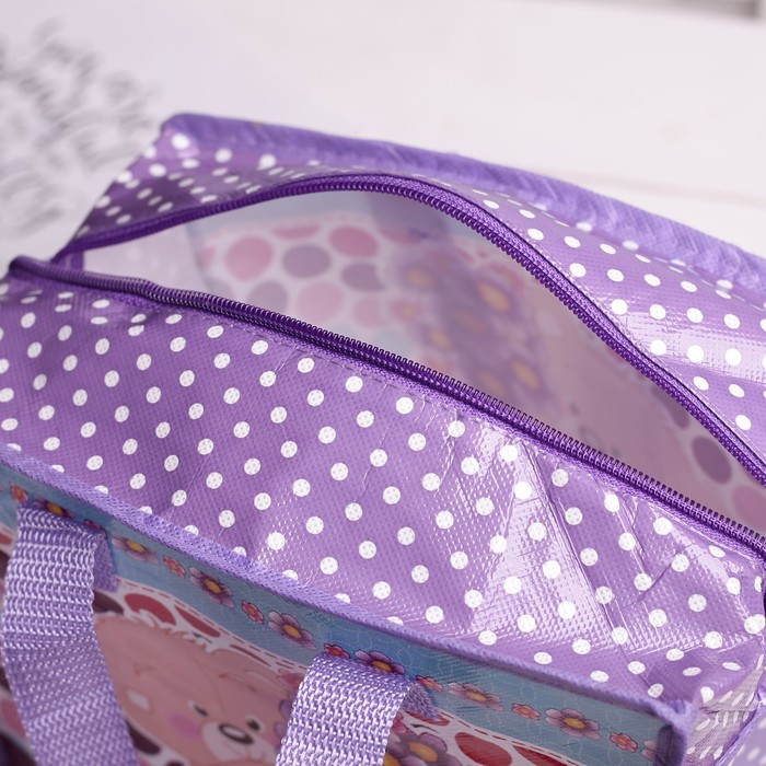 Сумка детская на молнии "Мишка", 1 отдел, цвет фиолетовый