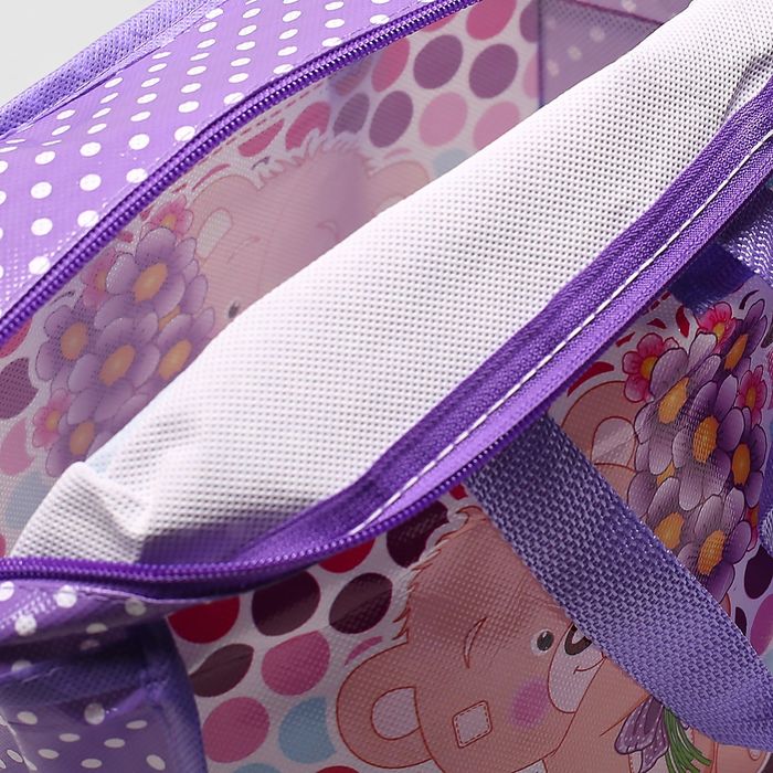 Сумка детская на молнии "Мишка", 1 отдел, цвет фиолетовый