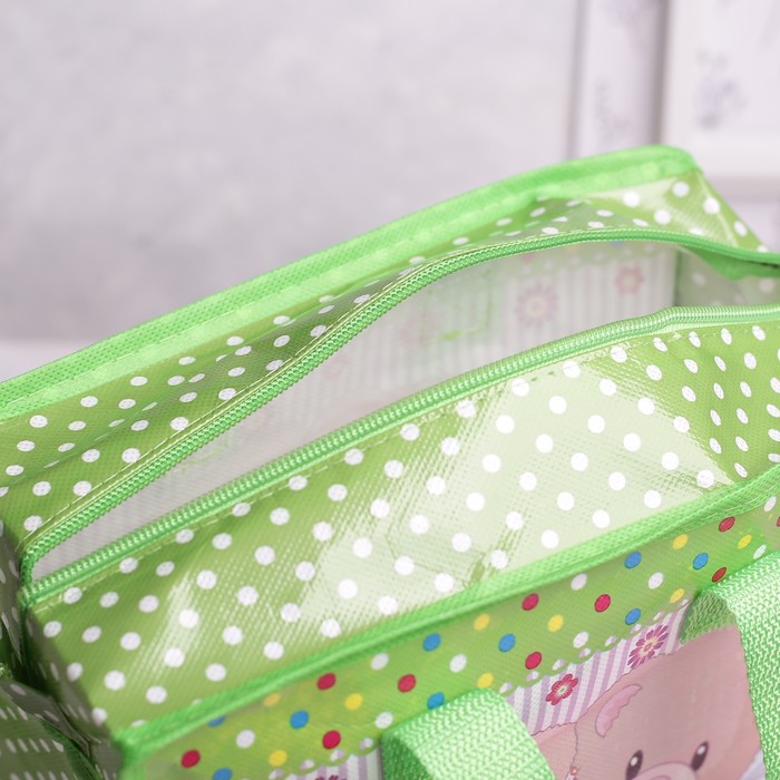 Сумка детская на молнии "Мишка", 1 отдел, цвет зелёный