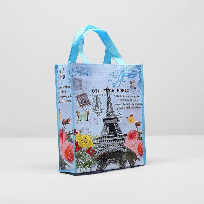 Сумка хозяйственная "Города", 1 отдел, цвет голубой