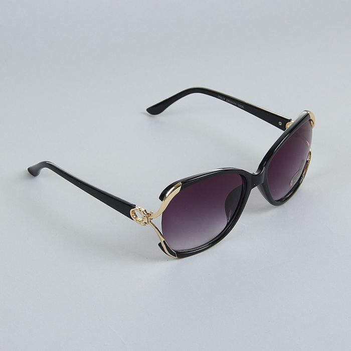 Очки солнцезащитные "Оверсайз", держатели дужек-овал под золото, оправа микс тигр