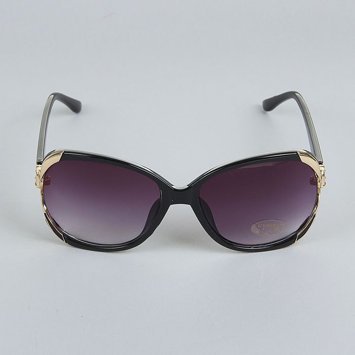 Очки солнцезащитные "Оверсайз", держатели дужек-овал под золото, оправа микс тигр