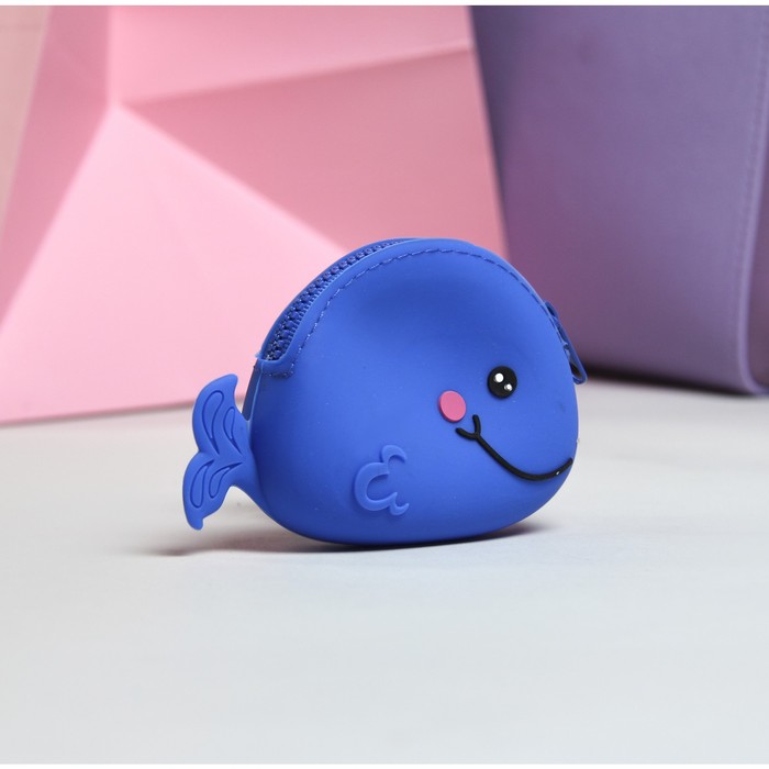 Кошелёк женский на молнии "Кит", 1 отдел, цвет синий