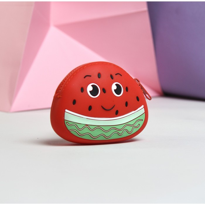 Кошелёк женский на молнии "Арбуз", 1 отдел, цвет красный