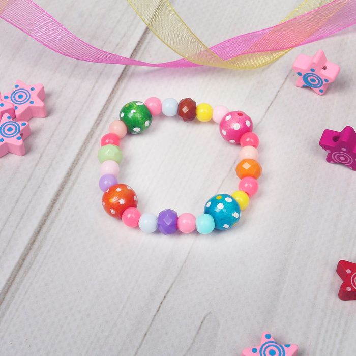 Браслет детский "Выбражулька" бусинки с ромашками, цвет МИКС