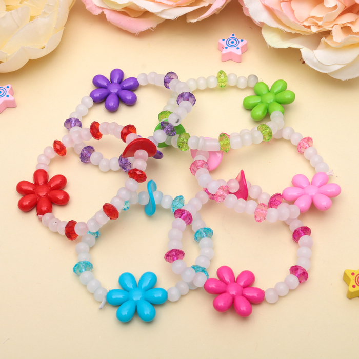 Браслет детский "Выбражулька" ромашка с бусинами, цвет МИКС