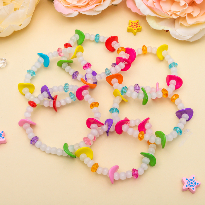 Браслет детский "Выбражулька" волна с бусинами, цветной