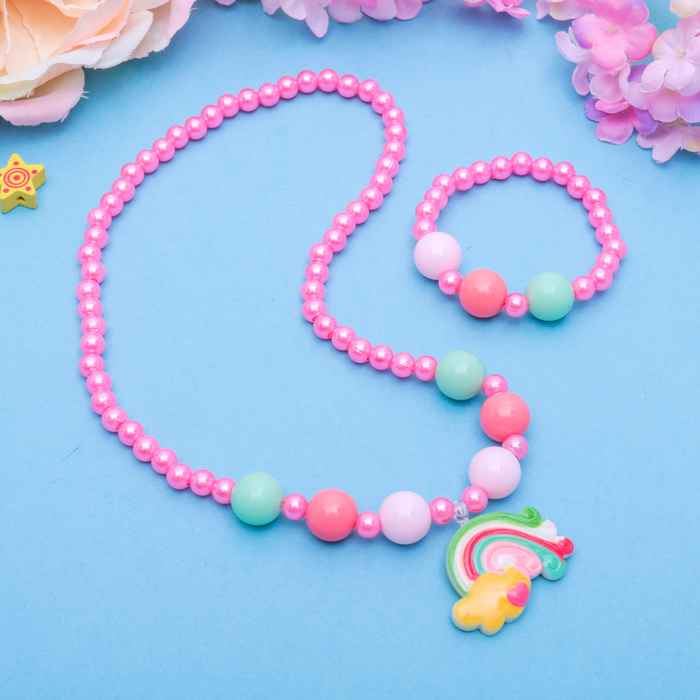 Набор детский "Выбражулька" 2 предмета: кулон, браслет, фантазия радуга, цвет МИКС