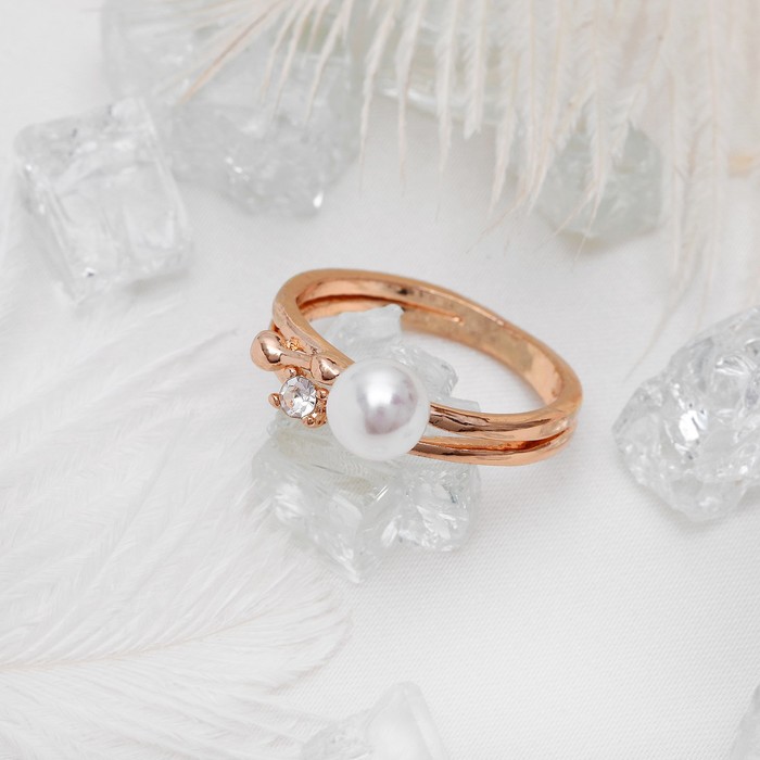 Кольцо "Абстракция" изыск, цвет белый в золоте, размер 18