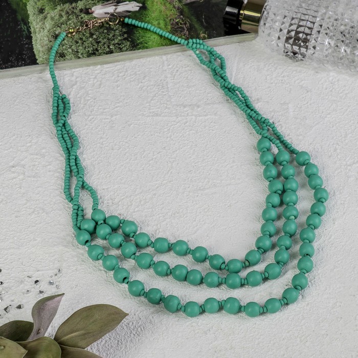 Бусы 3 яруса &quot;Классик&quot;, цвет зелёный, 80см