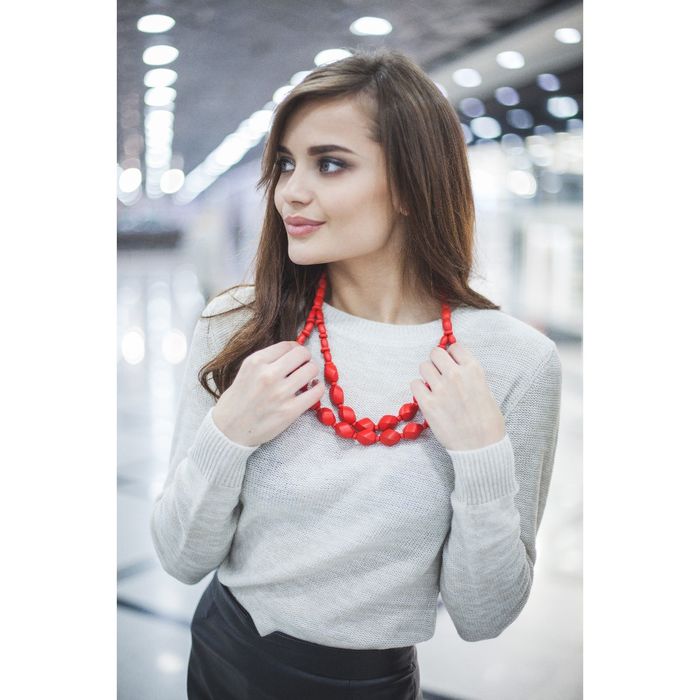 Бусы 2 яруса "Геометрия", цвет красный, 70см