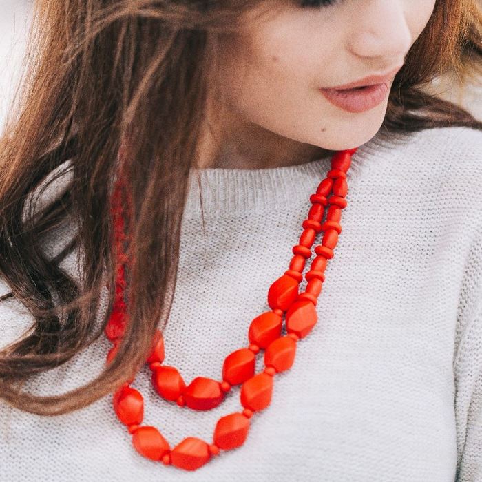 Бусы 2 яруса "Геометрия", цвет красный, 70см