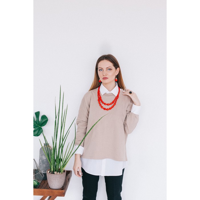 Бусы 2 яруса "Геометрия", цвет красный, 70см