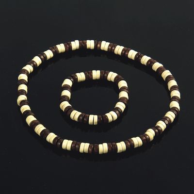 Набор 2 предмета: бусы, браслет "Этника" восхищение, цвет коричнево-молочный