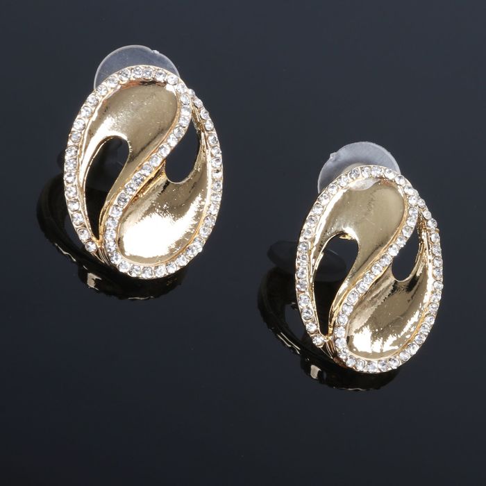 Набор 2 предмета: серьги, колье "Изгиб", цвет белый в золоте