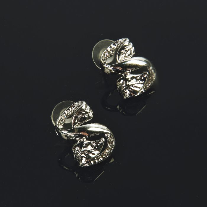 Набор 2 предмета: серьги, колье "Изгиб листа", цвет белый в серебре