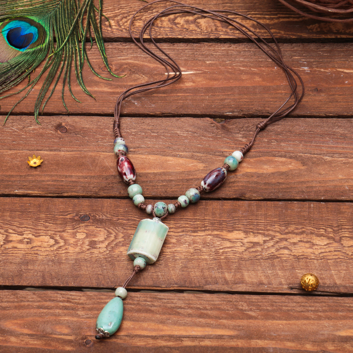 Кулон на декоративной основе "Керамика" кантри, цвет светло-зелёный