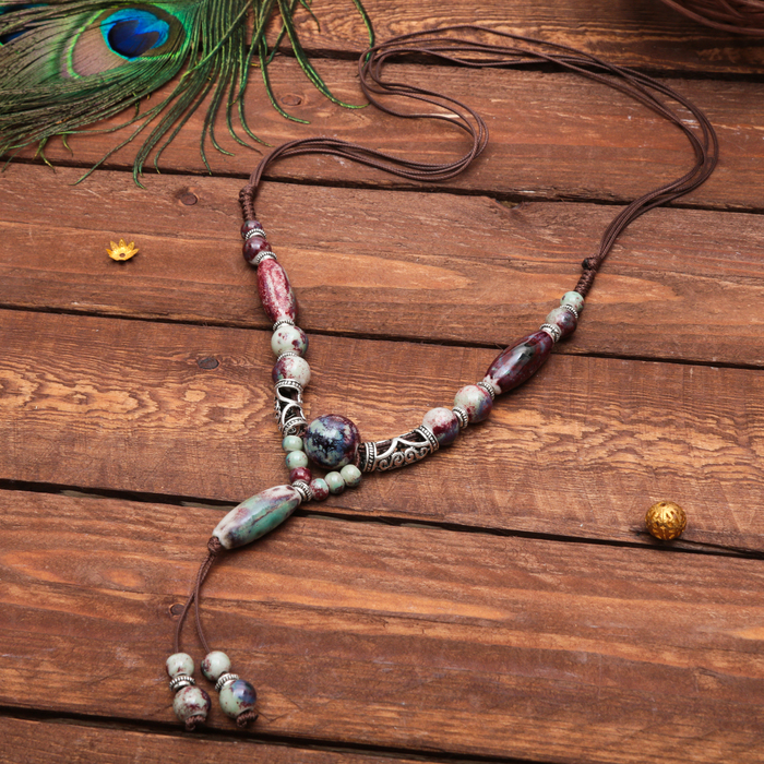 Кулон на декоративной основе "Керамика" узоры, цвет коричневый