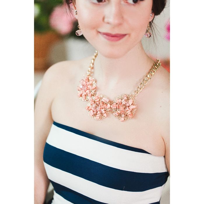 Набор 2 предмета: серьги, колье "Цветочное трио", цвет красный в золоте