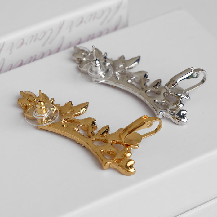 Серьга "Каффа" веточки весенние, цвет МИКС