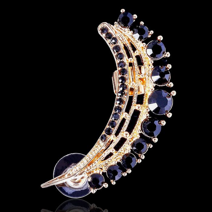 Серьга "Каффа" восточное вдохновение, цвет чёрный в золоте