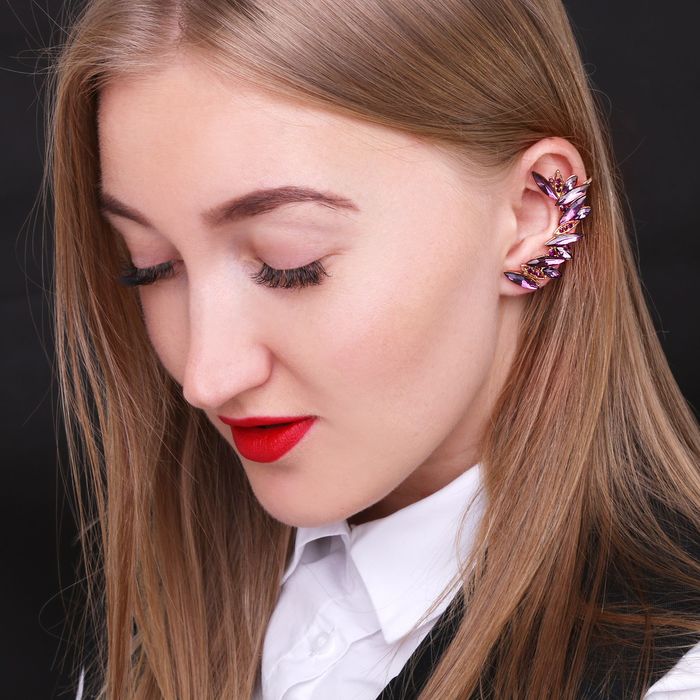 Серьга "Каффа" блеск, цвет фиолетовый в золоте