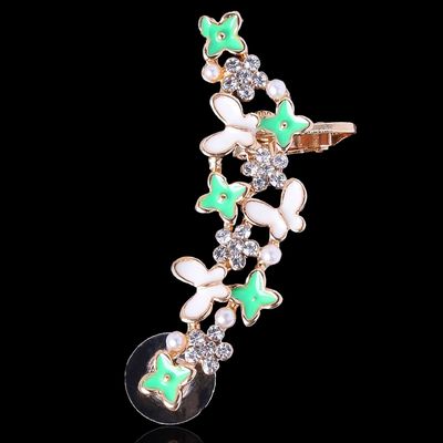 Серьга "Каффа" весенняя полянка, зелёно-белая в золоте