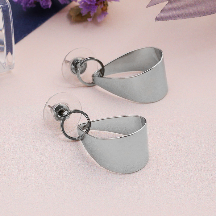 Серьги металл "Деловая леди", цвет серебро