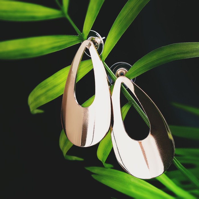 Серьги металл "Капля" леди, цвет золото