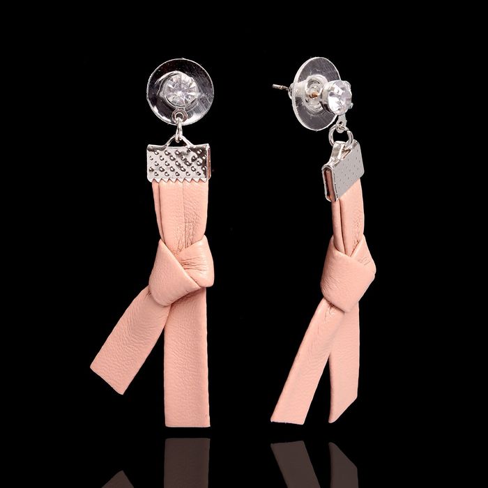 Серьги ассорти "Узел", цвет бежевый в серебре