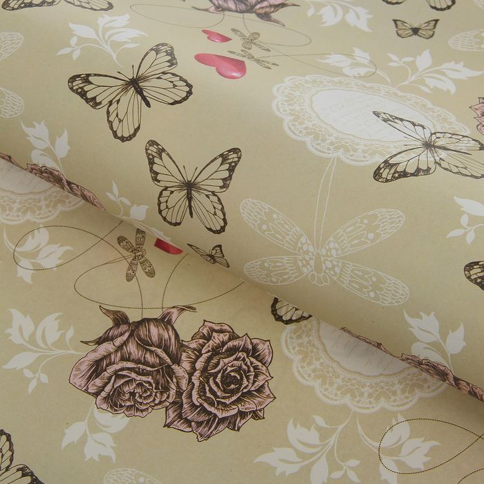 Бумага упаковочная "Бабочки", 52 х 75 см