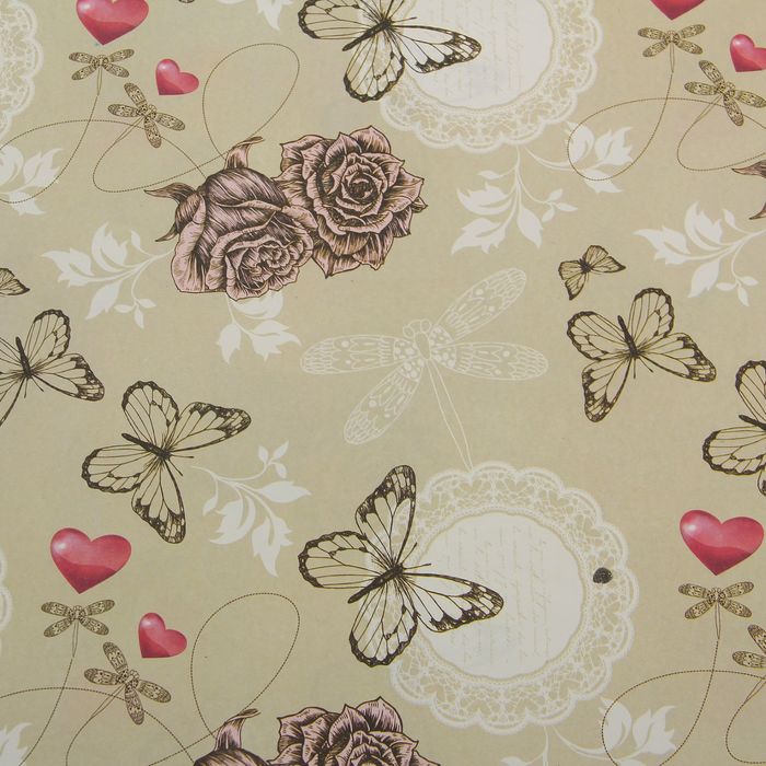 Бумага упаковочная "Бабочки", 52 х 75 см