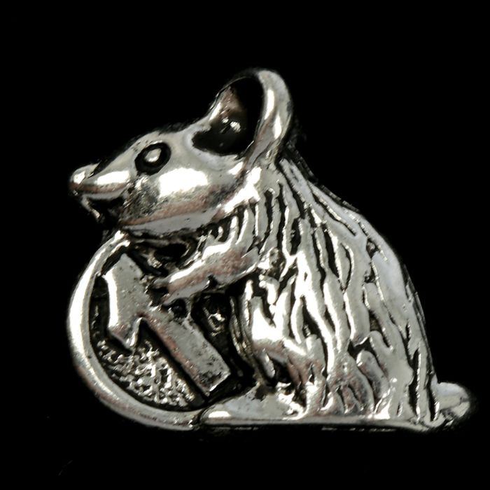 Сувенир кошельковый металл "Мышонок с рублём" 1х1,2 см