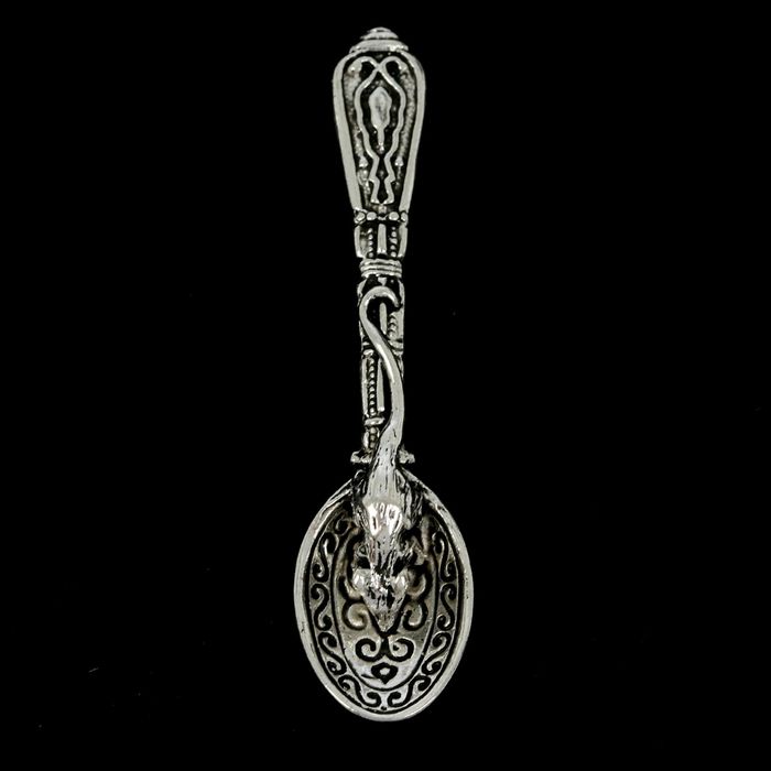 Сувенир кошельковый металл "Мышонок на ложке" 4х1 см