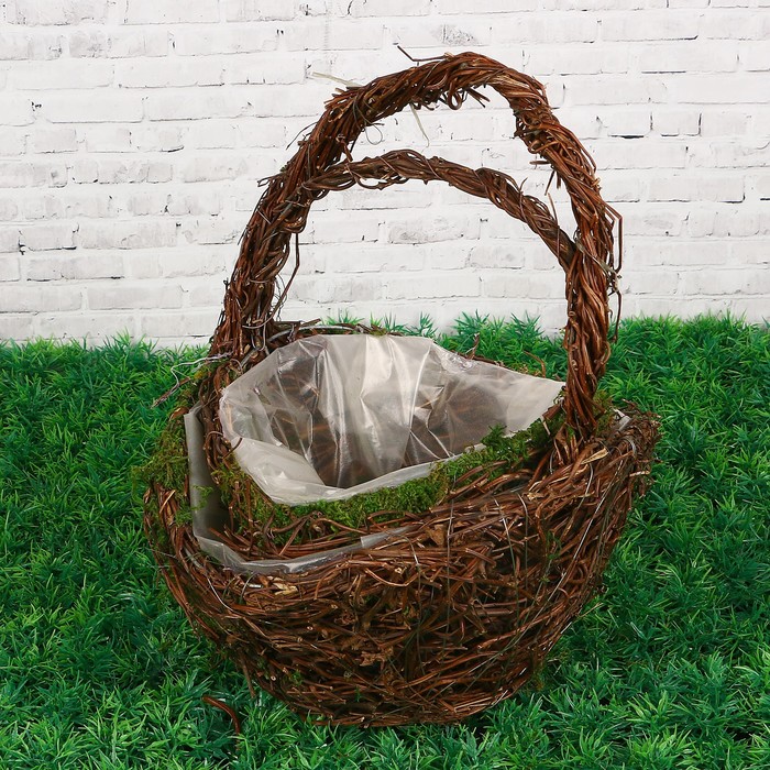 Набор корзин плетеных, 2 шт, с натуральным декором, 29 х 21 х 33 - 23 х 17 х 27 см