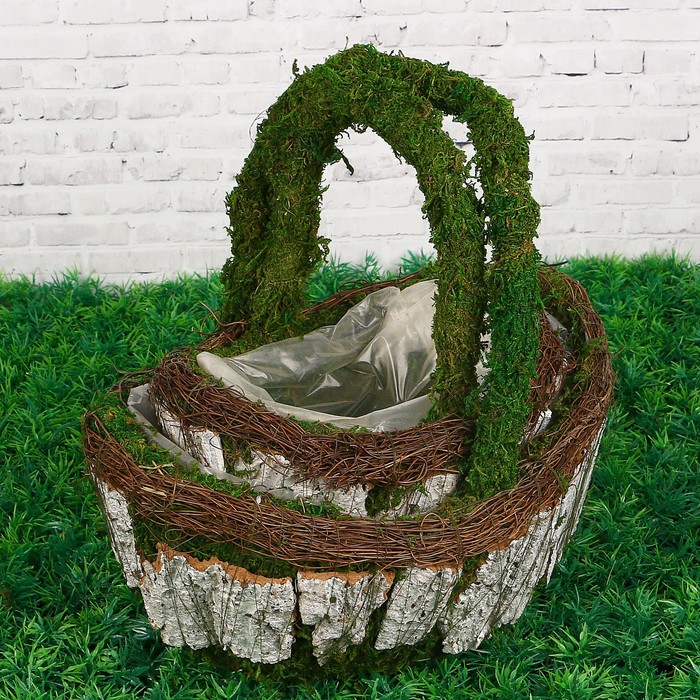 Набор корзин плетеных, 2 шт, с натуральным декором, 29 х 20 х 28 см