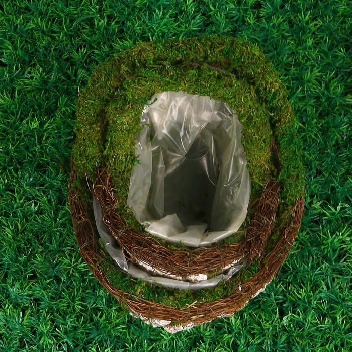 Набор корзин плетеных, 2 шт, с натуральным декором, 29 х 20 х 28 см