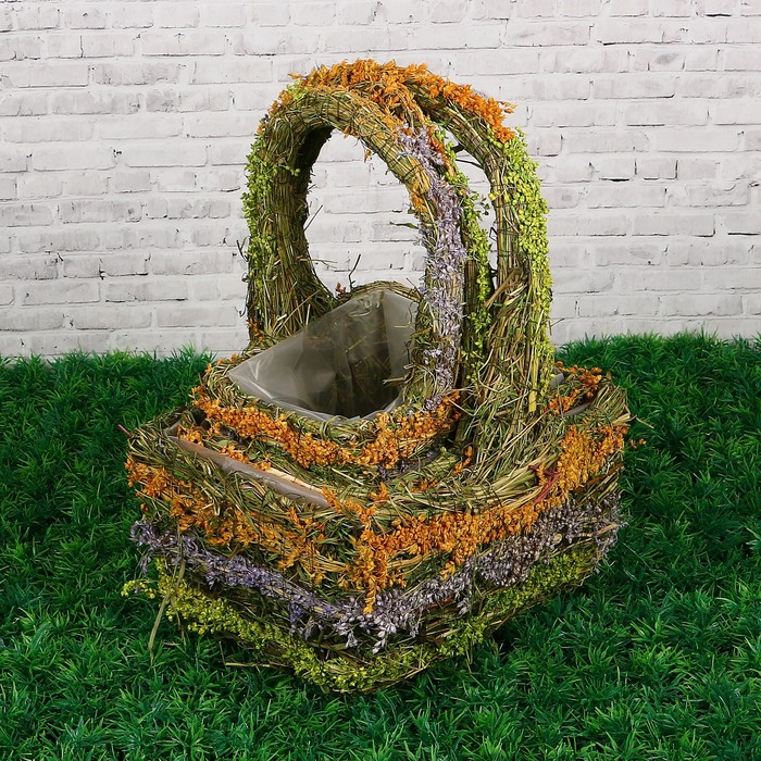 Набор корзин, 3 шт: с натуральным декором, 24х18х12/32 см, 21х15х10/28 см, 17х12х9/24 см